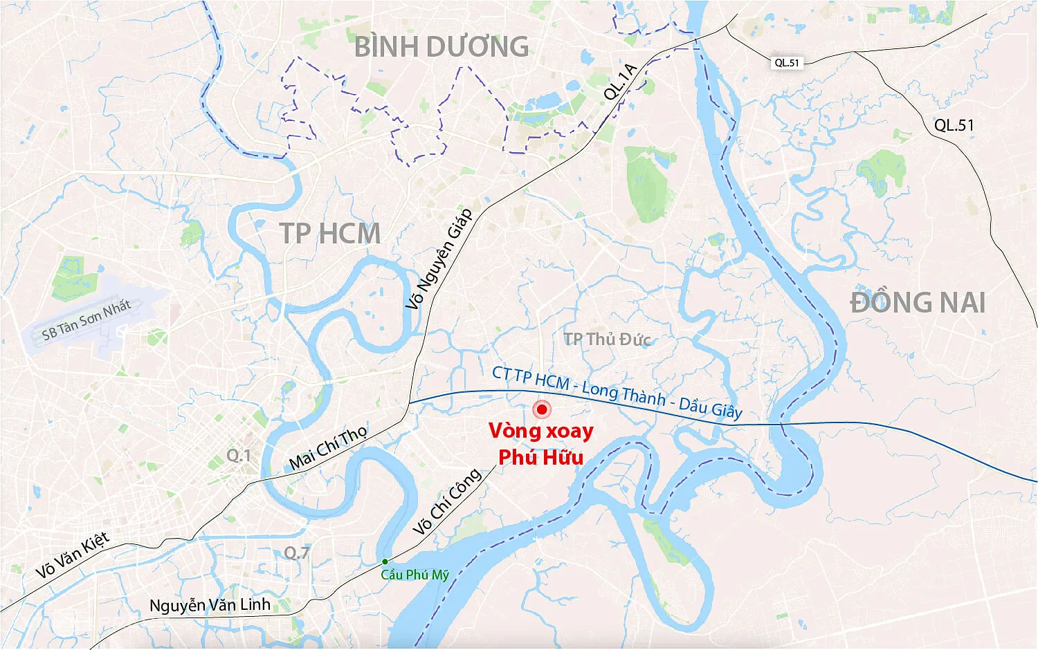 Vị trí Vòng xoay Phú Hữu - Thành phố Thủ Đức